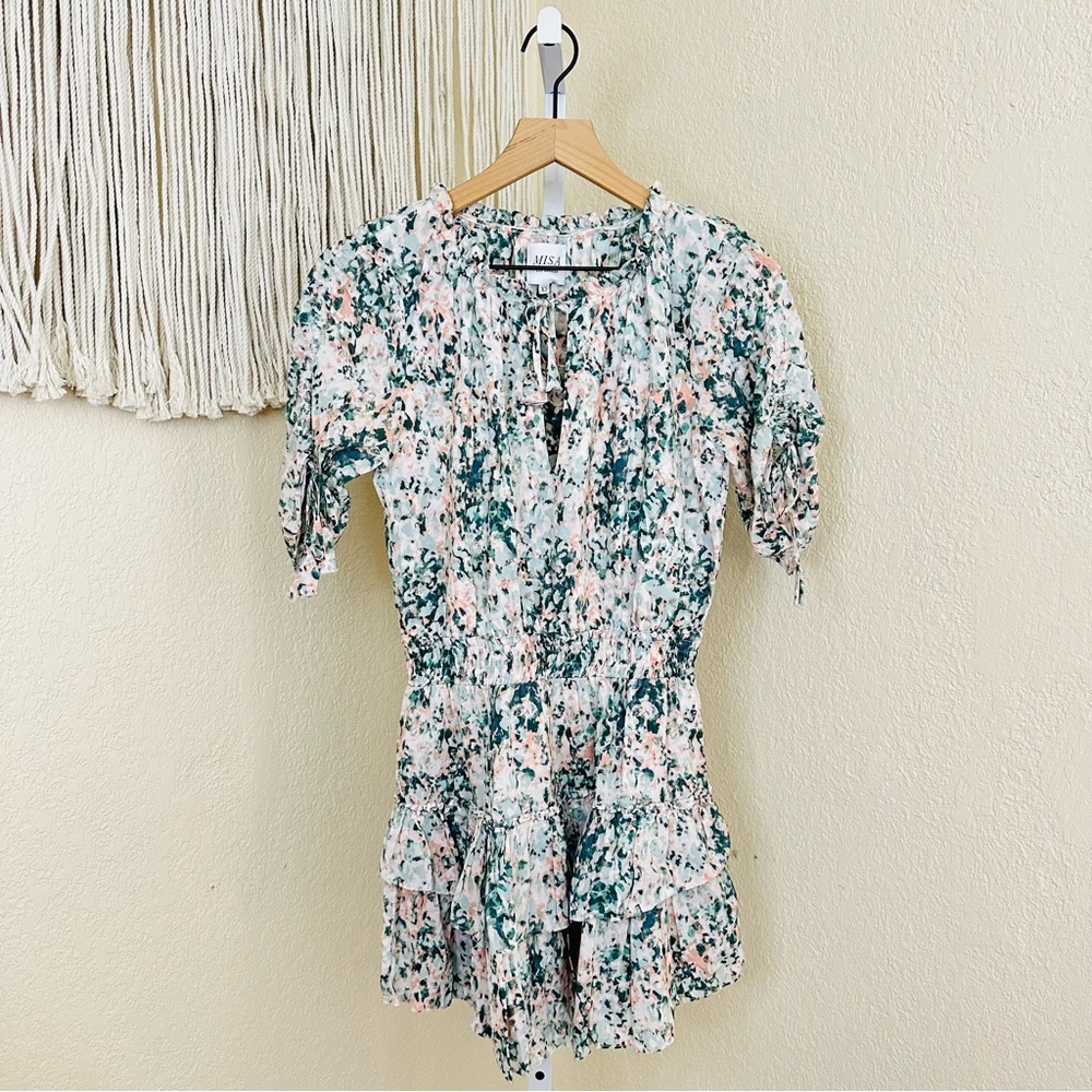 Misa Los‎ Angeles Ruffle Becca Mini Dress Size XS Floral Tiered Skirt
